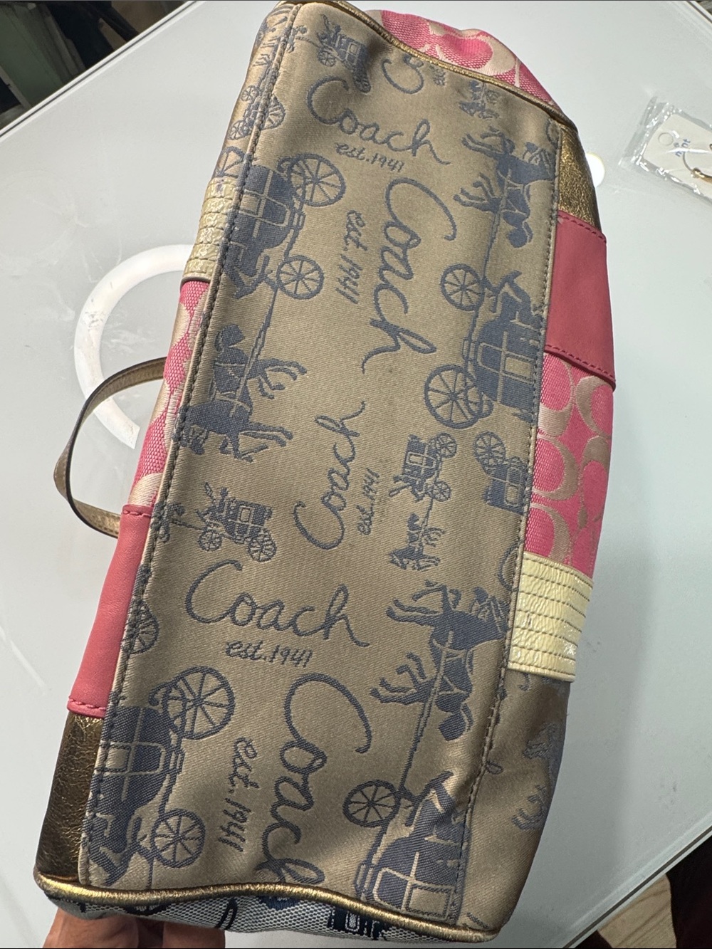 Coach Vintage Y2K-era Coach Signature Patchwork bowler bag in multi-color - Picture 5 of 15
